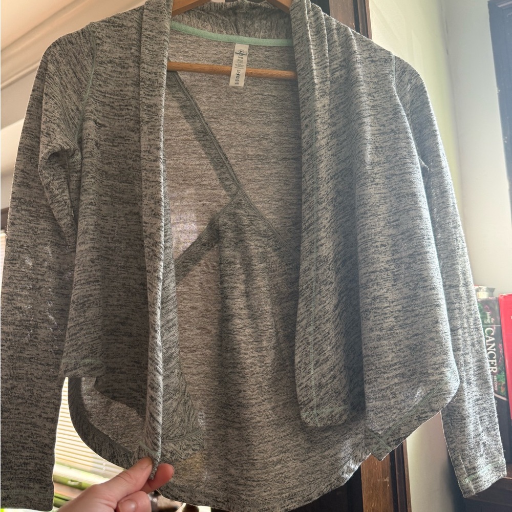 Gray Women's Yoga Athletic Fitted Cardigan Sweater